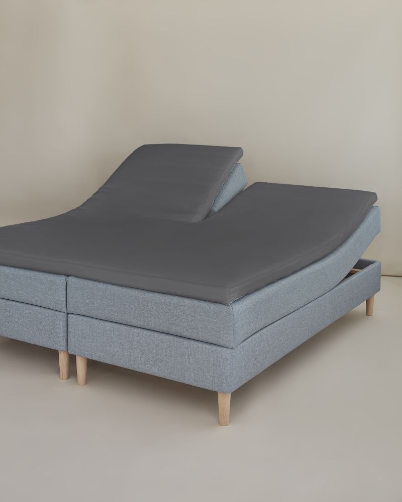 Cphliving Split  -kuvertlagen Passer Til Topmadras Med Kun   Slids   Hoved Enden Elevationslagen-180x200-mørkegrå 12-11
